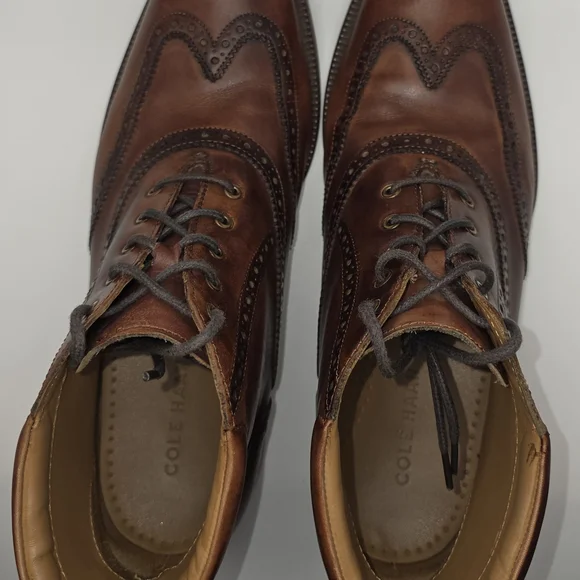Cole Haan Men's Brown Leather Chukka Wingtip Boots 8 8.5 - Picture 5 of 7